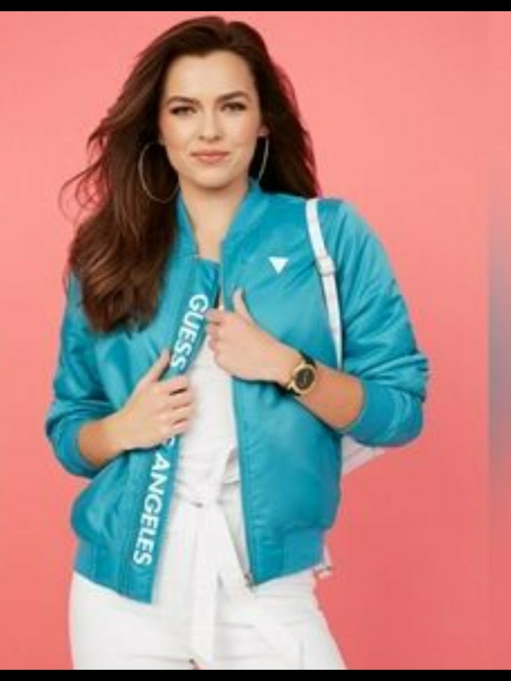 Guess Los Angeles Women's Teal Bomber Jacket Size M